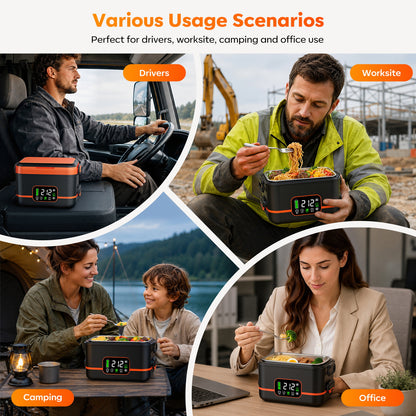 QUVIF 5-Sided Cordless Heated Lunch Box for Adults, 100W, 6.3 Cup
