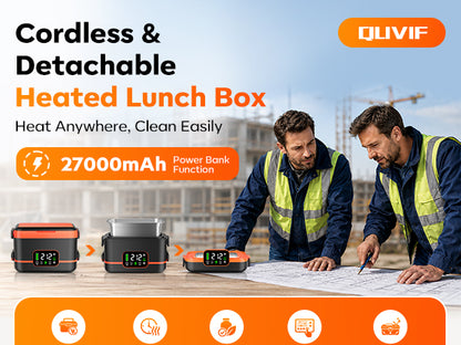 QUVIF 5-Sided Cordless Heated Lunch Box for Adults, 100W, 6.3 Cup